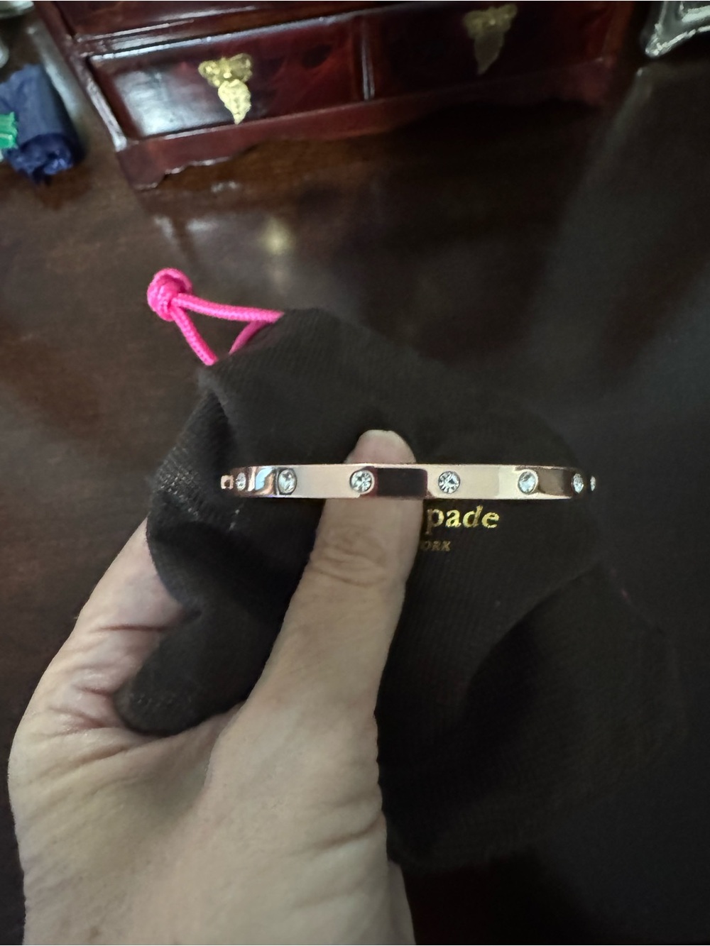kate spade Rose Gold Set in Stone Bangle Bracelet NWOT
